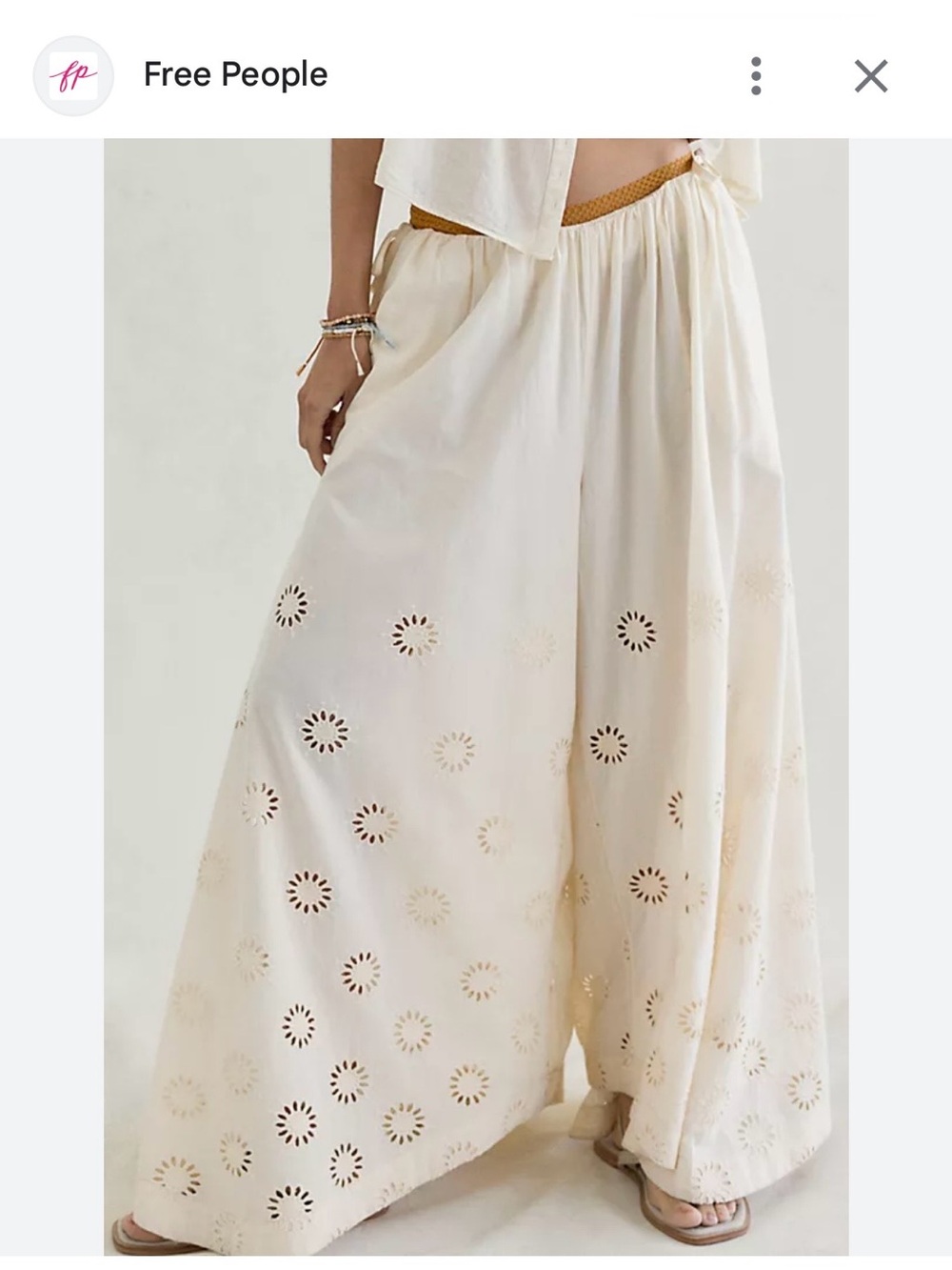 Free People Ivory Eyelet Palazzo Pants